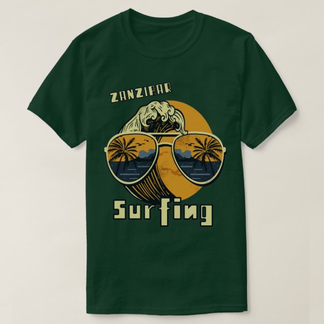 Camiseta Gafas de sol Surfing Beach Zanzibar Vacation Palm  (Diseño del anverso)