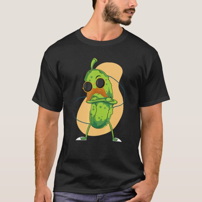 Camiseta Gafas de sol Veggie Cucumber Mustache Guay Pickle (Anverso)
