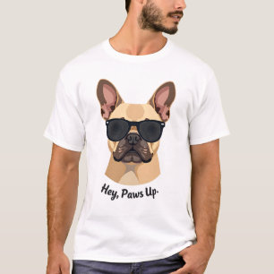 Camiseta Gafas de sol vintage Hey, Paws Up Bulldog Francés