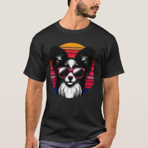 Camiseta Gafas de sol vintage retro perro papillon frescas