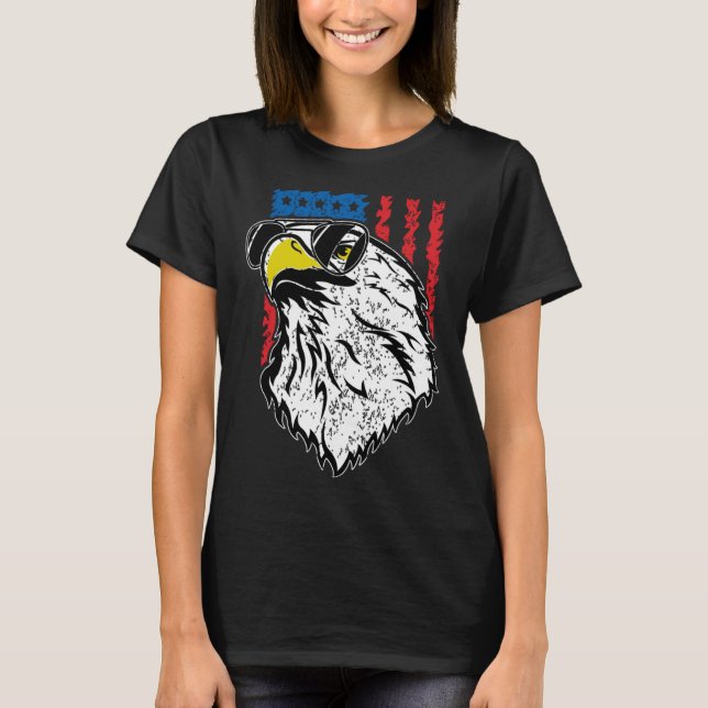 Camiseta Gafas de sol voladoras de águilas y la bandera est (Anverso)