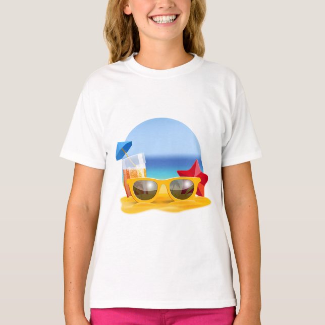 Camiseta Gafas de sol y escenas de playa para el verano (Anverso)