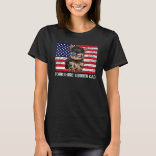 Camiseta Gafas de sol Yorkshire Terrier Dad Flag Estados Un
