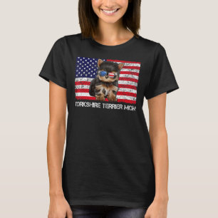 Camiseta Gafas de sol Yorkshire Terrier Mom Flag Estados Un