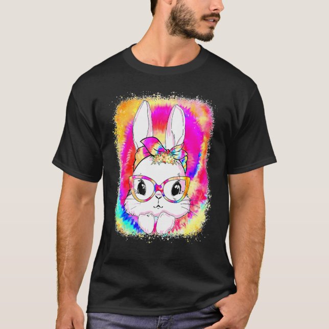 Camiseta Gafas de tintes de conejo lindo Día de Pascua feli (Anverso)