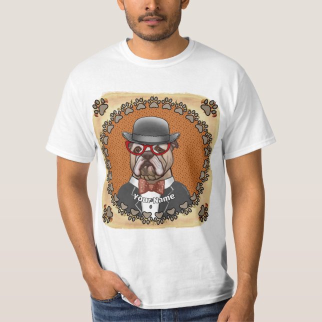 Camiseta Gafas de uso de bulldog (Anverso)