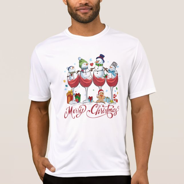 Camiseta Gafas de vino rojo con Navidades divertidos de los (Anverso)