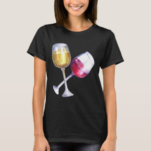 Camiseta Gafas De Vino Rojo Y Blanco