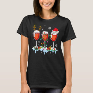 Camiseta Gafas De Vino Xmas Lámparas De Rana Santa Sombrero