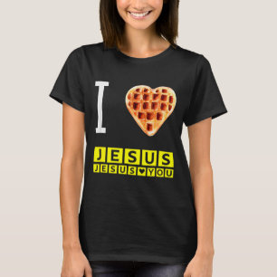 Camiseta Gafas Divertidas Amo Jesús Corazón de Waffle Desay