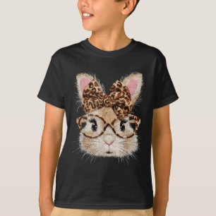Camiseta Gafas divertidas cara de conejo bandana leopardo c