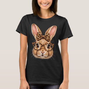 Camiseta Gafas divertidas conejito cara bandana lazo leopar