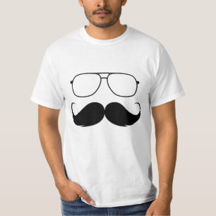 Camiseta gafas divertidas de bigote en negro