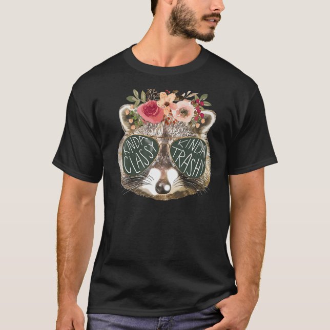 Camiseta Gafas Florales De Raccoon Un Trashy De Clase Kinda (Anverso)