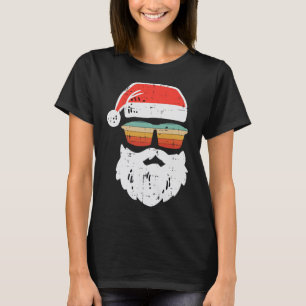 Camiseta Gafas Retro Cara de Santa Navidad Xmas Hombres Muj