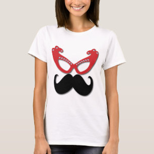 Camiseta gafas rojas de bling con bigote