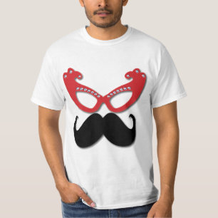 Camiseta gafas rojas de bling con bigote