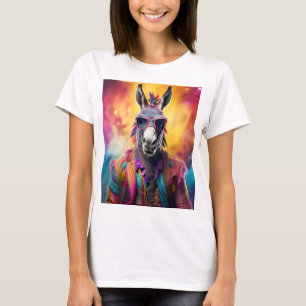 Camiseta Gafas rosadas de burro, pelo arcoiris