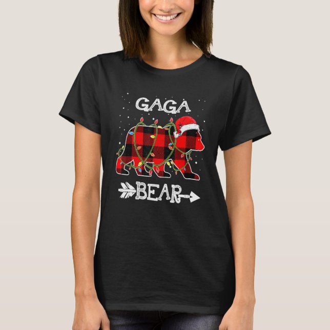 Camiseta Gaga Bear  Red Buffalo Plaid Mom Bear Pajama (Anverso)