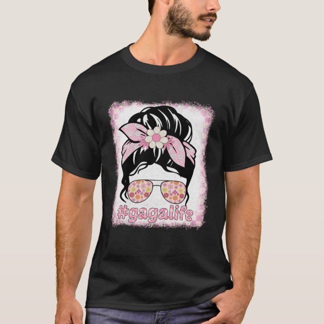 Camiseta Gaga Messy Bun Bleaches Groovy Hippie Flower Mothe (Anverso)