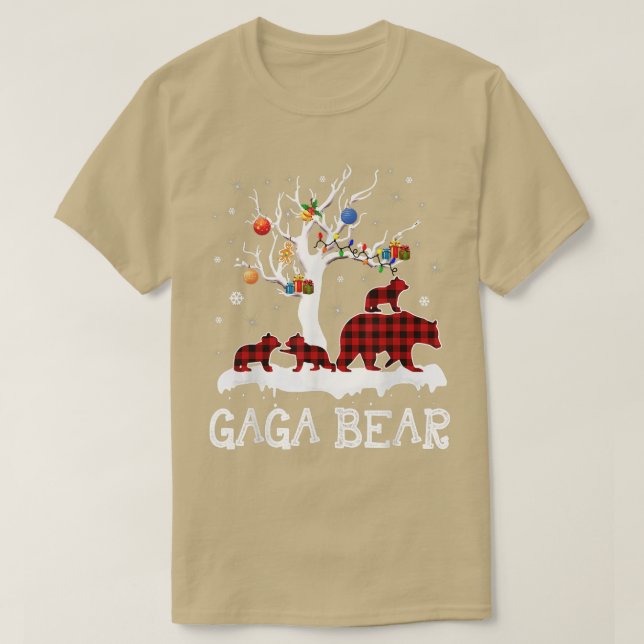 Camiseta Gaga Navidades del oso Pajama Red Plaid Buffalo Fa (Diseño del anverso)
