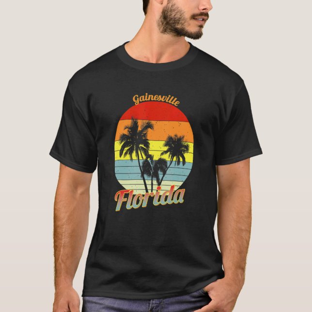 Camiseta Gainesville Florida Retro Tropical Palm Trees Vaca (Anverso)