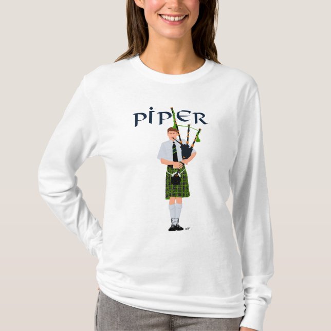 Camiseta Gaitero de Cuadros Verde PIPER (Anverso)