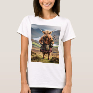Camiseta Gaitero de la bolsa de la vaca de las Highlands es