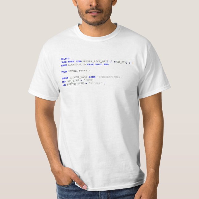 Camiseta Gaitero SQL de Peter (Anverso)