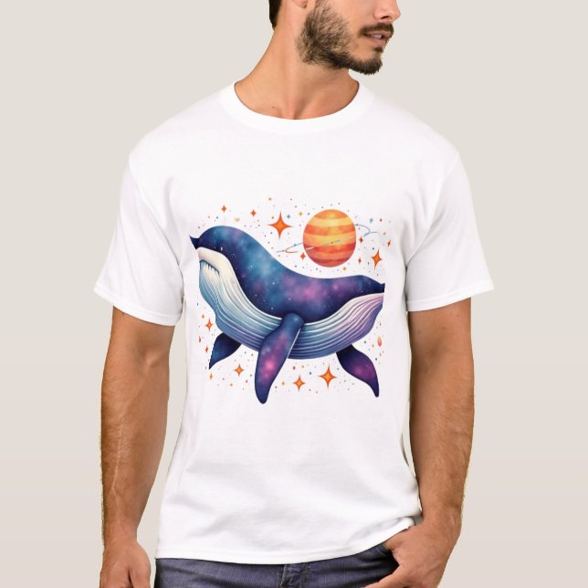 Camiseta Galaxia acuarela Ballenas (Anverso)