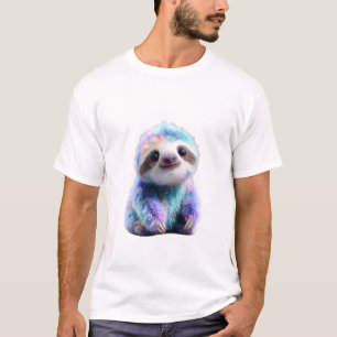 Camiseta Galaxia de Arcoíris Iridescente Sloth Hombres Past