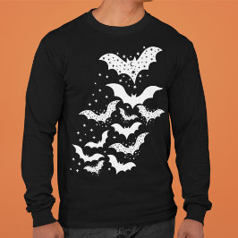 Camiseta Galaxia de Halloween Volando murciélagos blancos y
