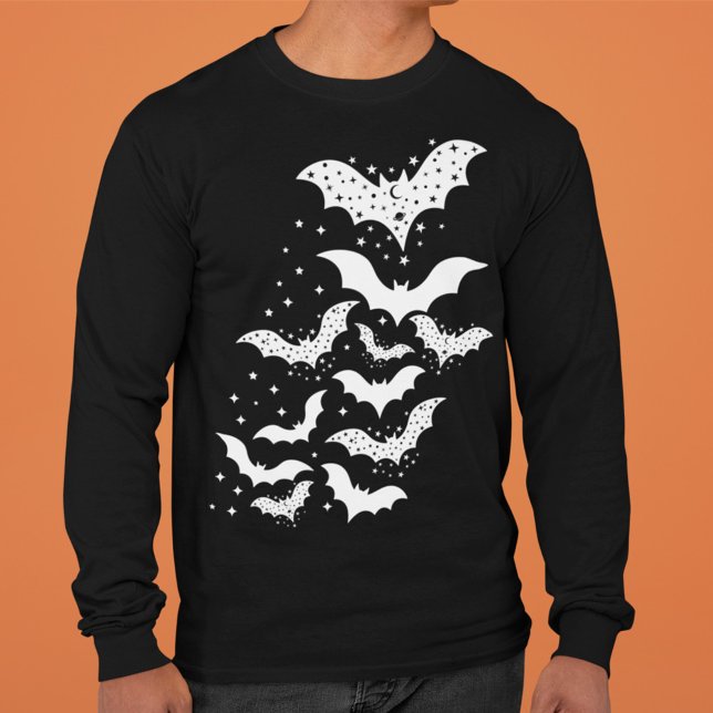Camiseta Galaxia de Halloween Volando murciélagos blancos y (Subido por el creador)