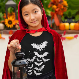 Camiseta Galaxia de Halloween Volando murciélagos blancos y