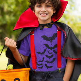 Camiseta Galaxia de Halloween Volando murciélagos y estrell