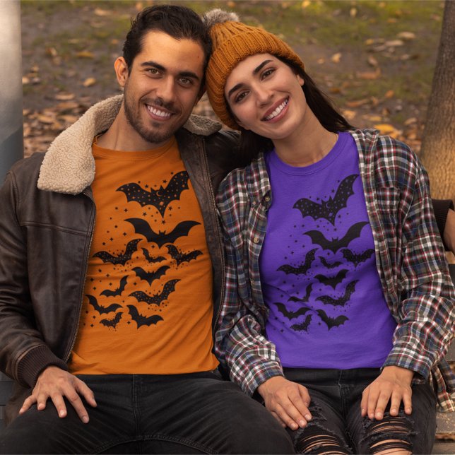Camiseta Galaxia de Halloween Volando murciélagos y estrell (Subido por el creador)
