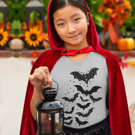 Camiseta Galaxia de Halloween Volando murciélagos y estrell