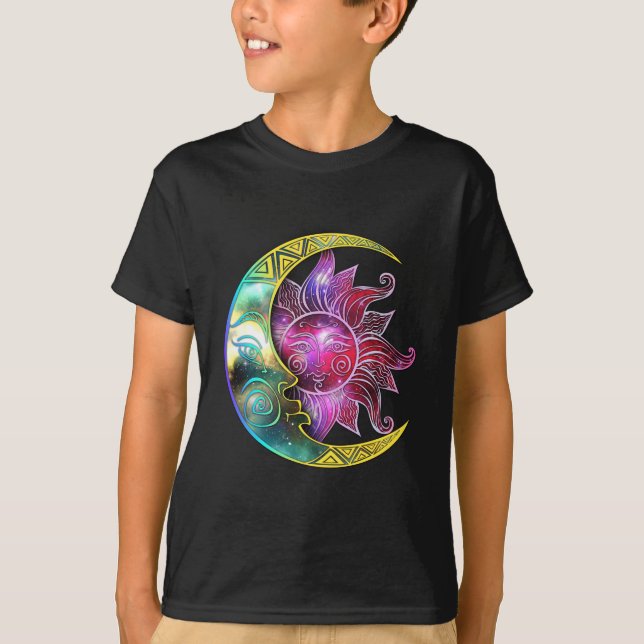 Camiseta Galaxia de luna de sol espiritual (Anverso)