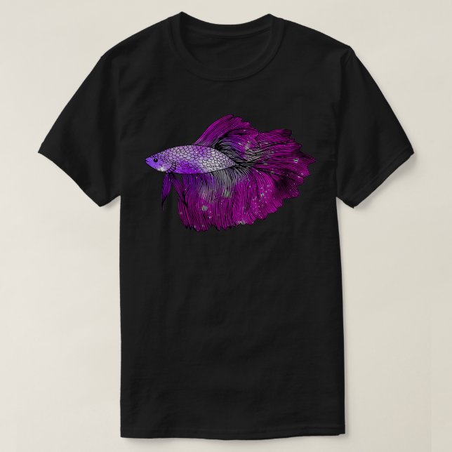 Camiseta Galaxia de peces Betta Rosa (Diseño del anverso)