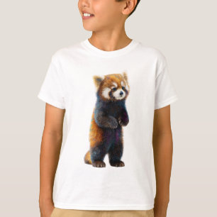 Camiseta Galaxia del Arcoíris Brillante Panda Rojo Niños