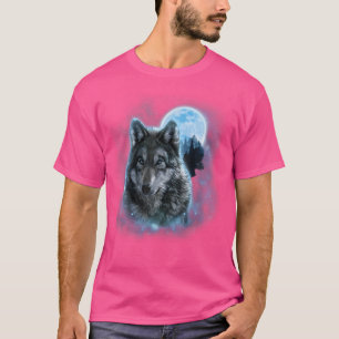 Camiseta Galaxia del Bosque Icy Moon de Caza de Lobo Gris