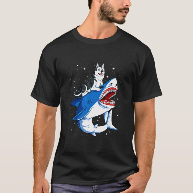 Camiseta Galaxia del espacio del perro Husky (Anverso)
