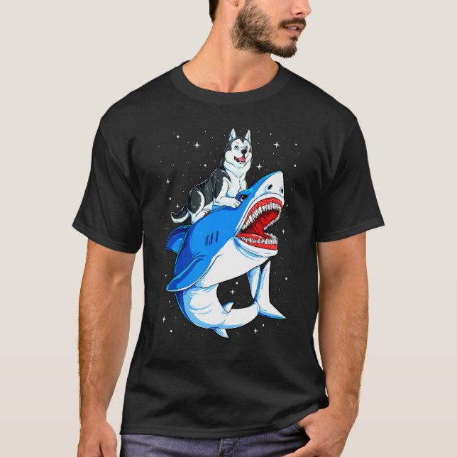 Camiseta Galaxia del espacio del perro Husky (Anverso)