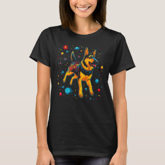 Camiseta Galaxia del espacio exterior del perro pastor alem