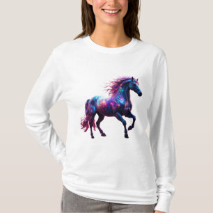Camiseta Galaxia Neon Horse Art - Vibrante Fantasía Espacia