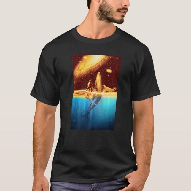 Camiseta Galaxia Realismo Espacio Océano Buceador Ballena (Anverso)