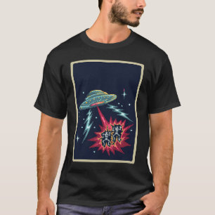 Camiseta Galaxy Alien UFO Ataque Pixel Retro