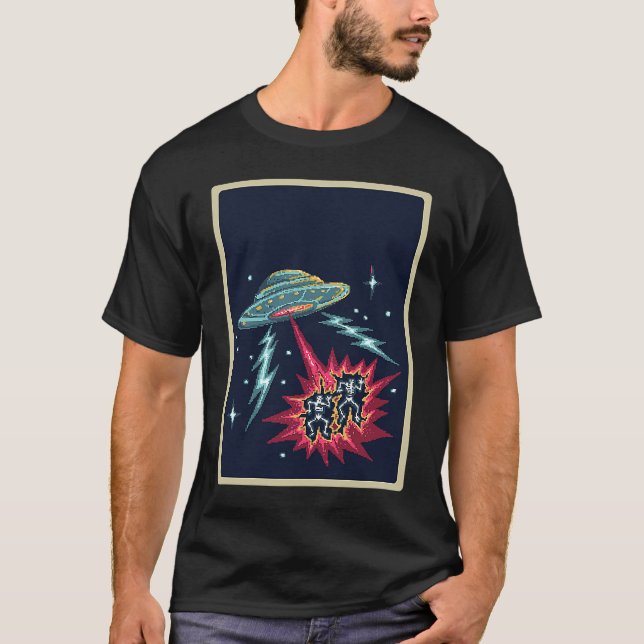 Camiseta Galaxy Alien UFO Ataque Pixel Retro (Anverso)
