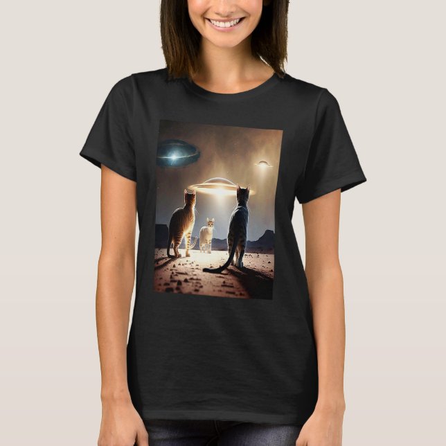 Camiseta Galaxy Gatita Gato De OVNI En El Espacio 29 (Anverso)