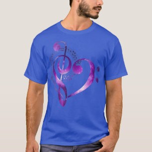Camiseta Galaxy Heart Music Treble Clef Bass Clef 2